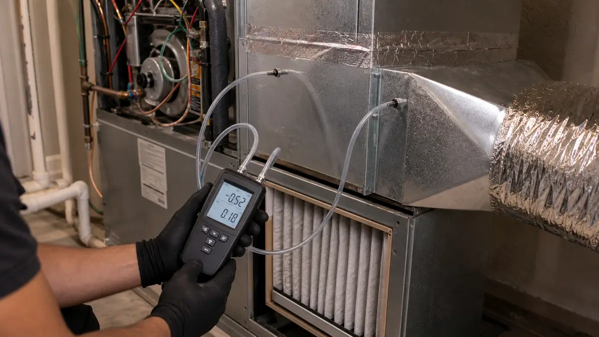Measuring vent airflow in a back bedroom of a Hacienda ranch home, ZIP 91768.